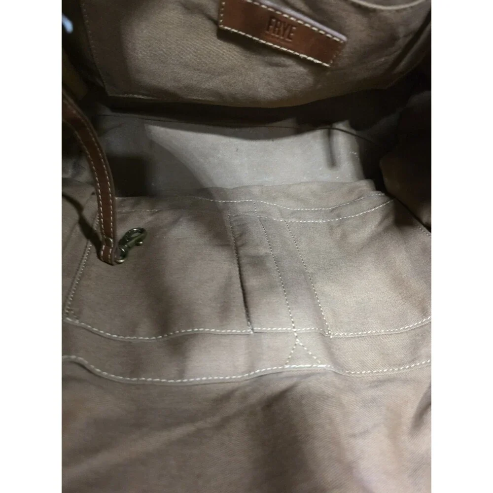 Frye Mindy Brown Leather Tote Bag XL with Pockets X6202 Casual Travel Bag